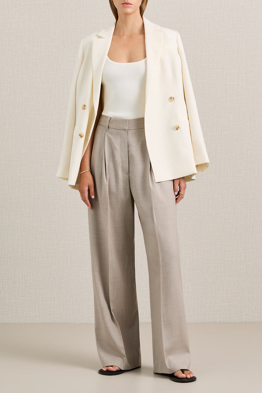 Emery Pleated Blouse - Almond