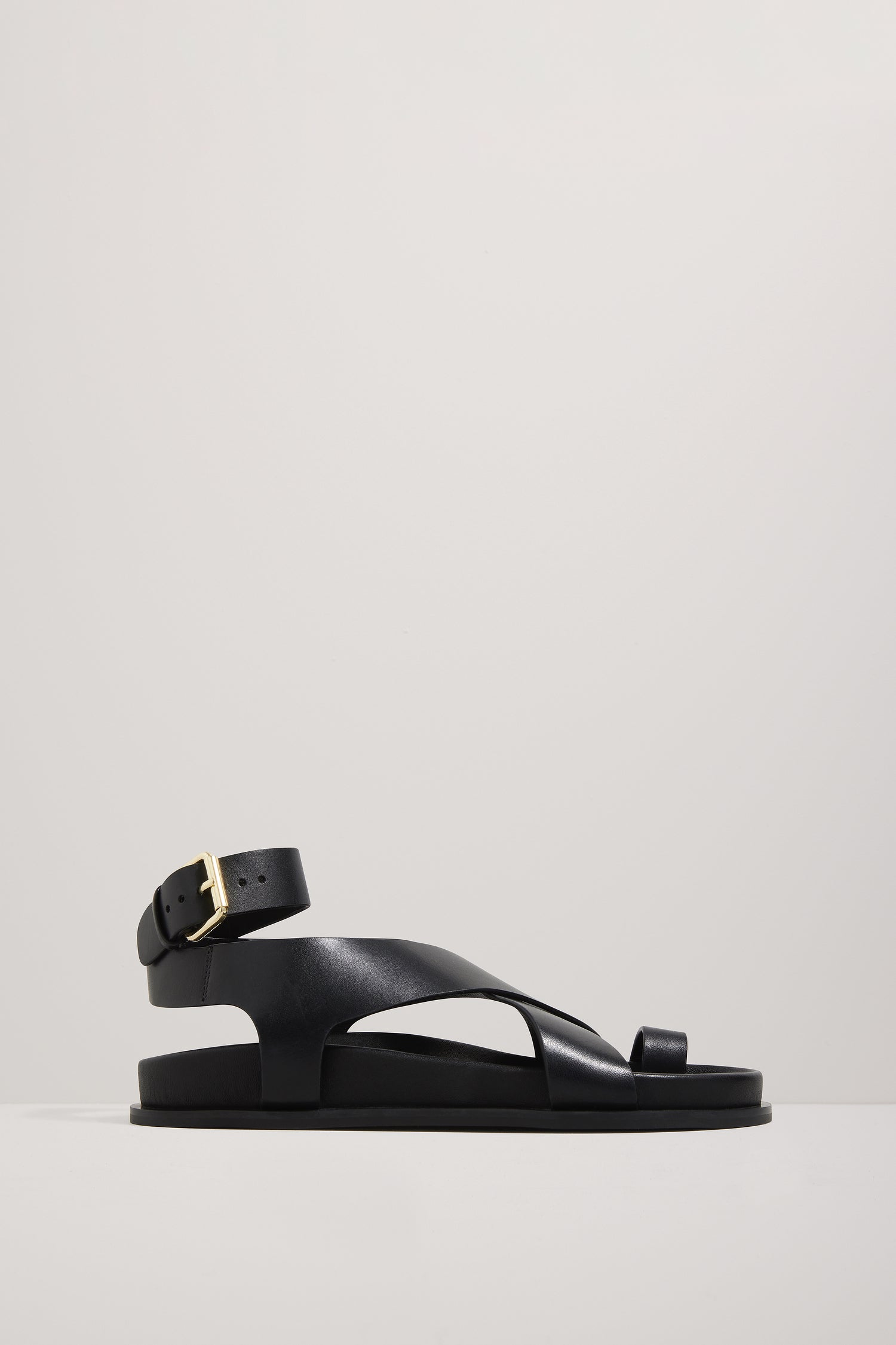 A.Emery Jalen black leather sandal side profile