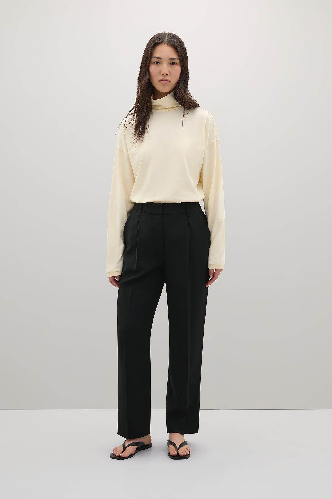 The Otto Black Wool Straight Pant – A.EMERY